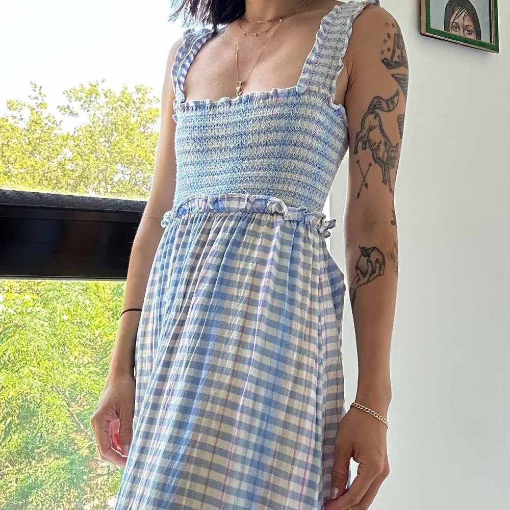 Rails gingham blue maxi dress, S